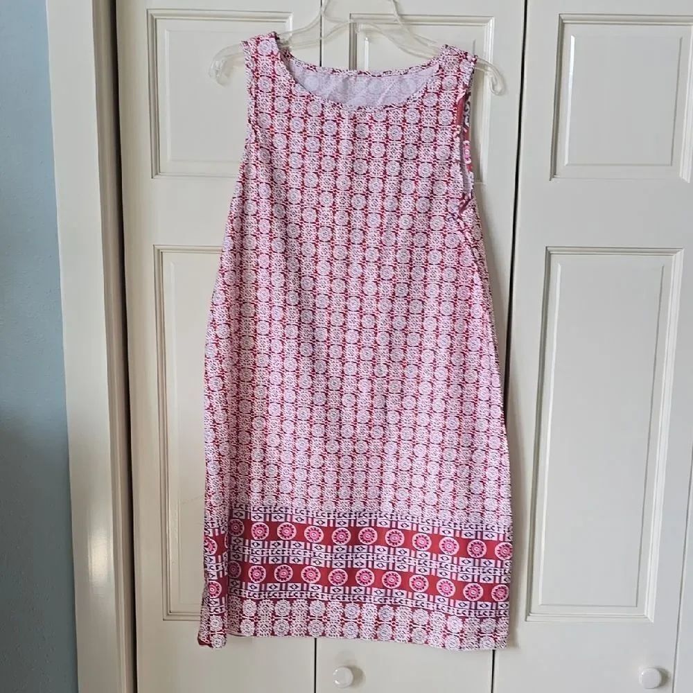 Red and White Sleeveless Dress